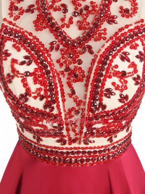 Mini Length Red Prom Dresses Halter Top Sleeveless Backless
