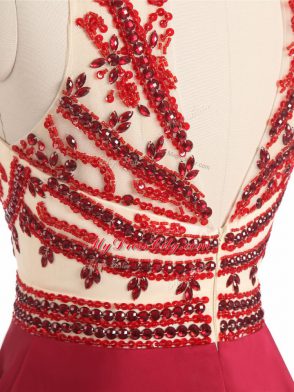 Mini Length Red Prom Dresses Halter Top Sleeveless Backless