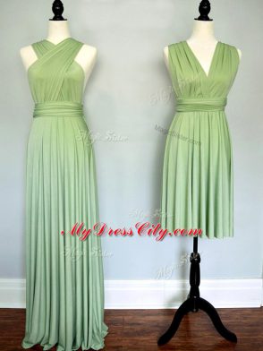 New Style Yellow Green Halter Top Neckline Ruching Dama Dress for Quinceanera Sleeveless Lace Up