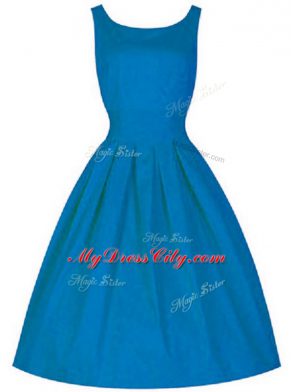 Dramatic Blue Scoop Zipper Ruching Bridesmaid Dress Sleeveless