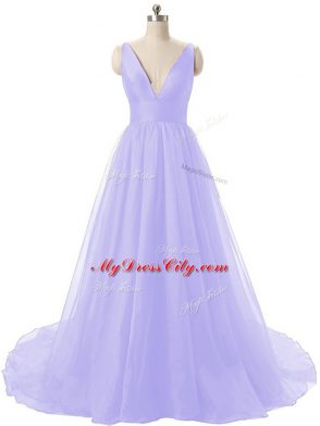 Discount Sleeveless Brush Train Backless Ruching Prom Evening Gown