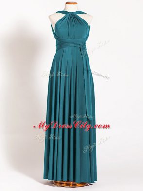Perfect Straps Sleeveless Backless Bridesmaids Dress Teal Chiffon