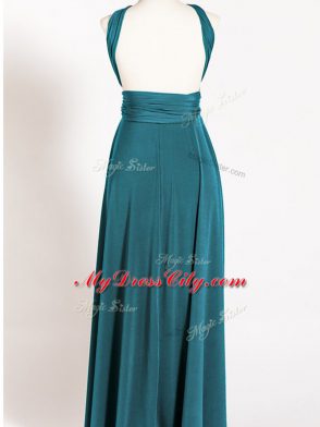 Perfect Straps Sleeveless Backless Bridesmaids Dress Teal Chiffon