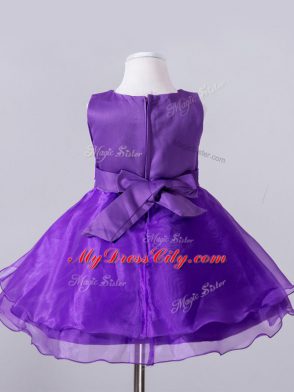 Fashionable Sleeveless Beading and Hand Made Flower Zipper Flower Girl Dresses for Less