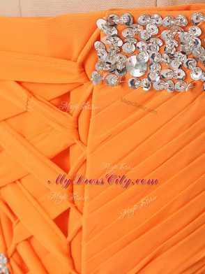 Chic Floor Length Empire Sleeveless Orange Evening Dress Lace Up