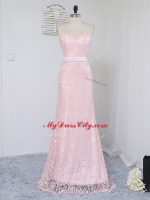Floor Length Column/Sheath Sleeveless Baby Pink Bridesmaid Dresses Zipper