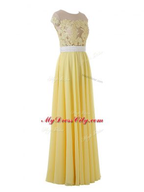 Sophisticated Scoop Sleeveless Organza Evening Dress Lace and Appliques Side Zipper