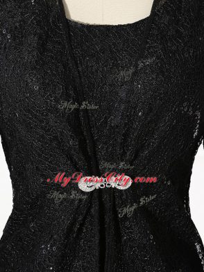 Column/Sheath Mother of the Bride Dress Black Scoop Lace Long Sleeves Floor Length Zipper