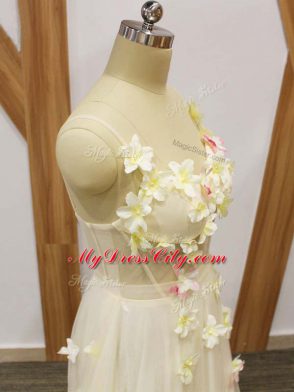 Flirting Sleeveless Hand Made Flower Lace Up Red Carpet Gowns