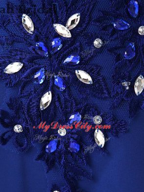 Floor Length Empire Sleeveless Blue Prom Dress Zipper