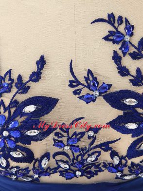 Floor Length Empire Sleeveless Blue Prom Dress Zipper