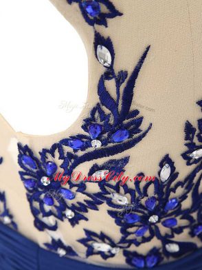 Floor Length Empire Sleeveless Blue Prom Dress Zipper