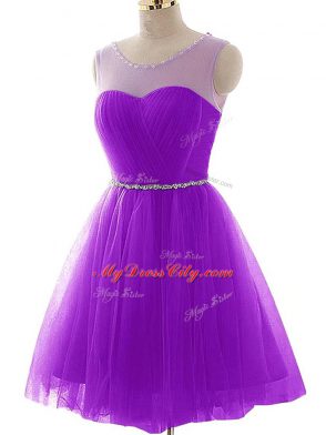 Wonderful Mini Length A-line Sleeveless Purple Lace Up