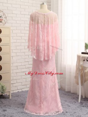 Discount Baby Pink Lace Zipper Sweetheart Sleeveless Floor Length Mother of the Bride Dress Beading and Lace and Appliques