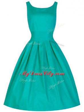 Super Turquoise Scoop Lace Up Ruching Bridesmaid Dresses Sleeveless