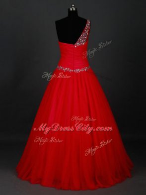 Tulle Sleeveless Floor Length Prom Gown and Beading