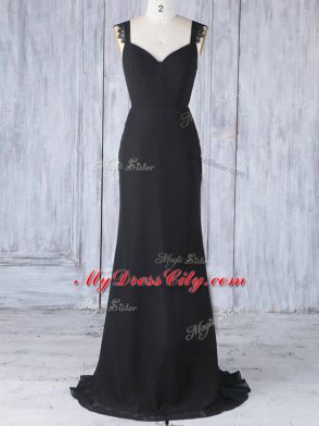 Spectacular Black Sleeveless Appliques Zipper Wedding Guest Dresses