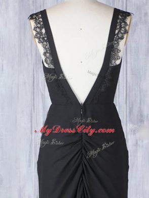 Spectacular Black Sleeveless Appliques Zipper Wedding Guest Dresses