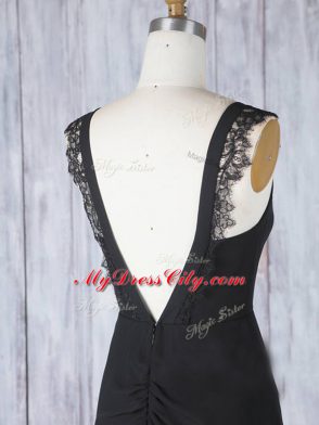 Spectacular Black Sleeveless Appliques Zipper Wedding Guest Dresses