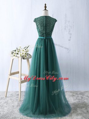 Discount Green Zipper Scoop Beading Womens Evening Dresses Tulle Sleeveless