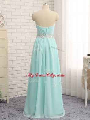 Modern Sleeveless Zipper Floor Length Appliques and Ruching Dama Dress for Quinceanera