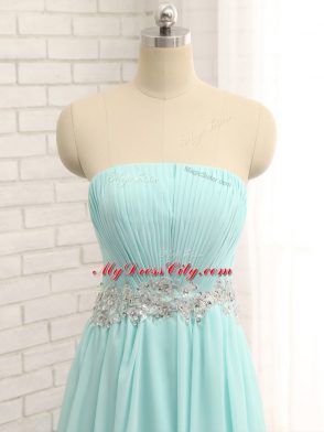 Modern Sleeveless Zipper Floor Length Appliques and Ruching Dama Dress for Quinceanera