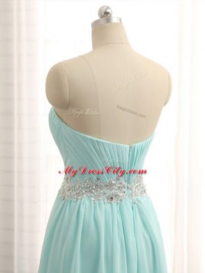 Modern Sleeveless Zipper Floor Length Appliques and Ruching Dama Dress for Quinceanera