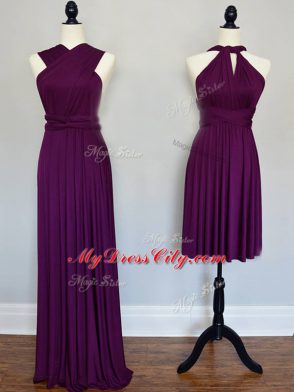 Sweet Purple Sleeveless Chiffon Lace Up Court Dresses for Sweet 16 for Prom and Wedding Party