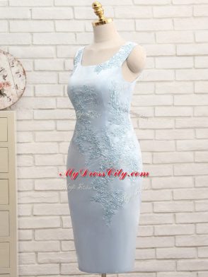 Noble Straps Sleeveless Satin Mother of the Bride Dress Lace and Appliques Zipper