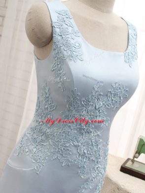 Noble Straps Sleeveless Satin Mother of the Bride Dress Lace and Appliques Zipper