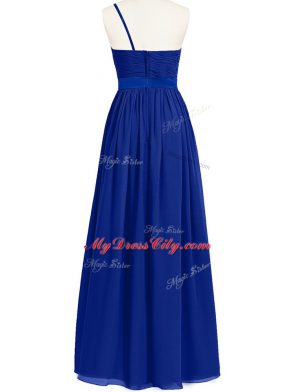 Royal Blue Sleeveless Ruffles and Ruching Floor Length Bridesmaid Dress