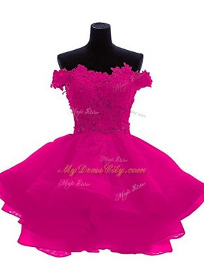 Super Mini Length A-line Sleeveless Fuchsia Junior Homecoming Dress Zipper