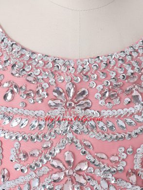 Super Pink Sleeveless Organza Zipper Sweet 16 Quinceanera Dress for Military Ball and Sweet 16 and Quinceanera