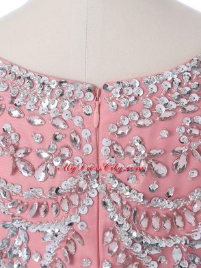 Super Pink Sleeveless Organza Zipper Sweet 16 Quinceanera Dress for Military Ball and Sweet 16 and Quinceanera