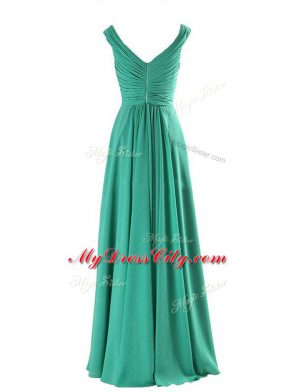 Apple Green V-neck Neckline Beading Bridesmaid Dress Sleeveless Zipper