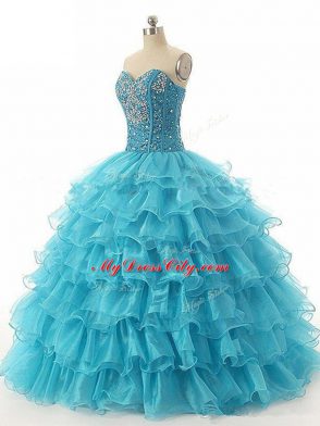 Graceful Floor Length Red 15th Birthday Dress Sweetheart Sleeveless Lace Up