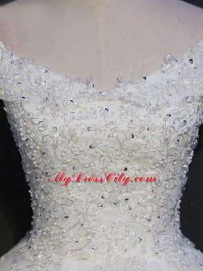 Fashion Sleeveless Beading Lace Up Wedding Dress