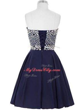 Sweetheart Sleeveless Chiffon Club Wear Beading Lace Up