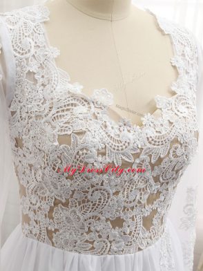 Fashion V-neck Long Sleeves Chiffon Homecoming Dress Lace and Appliques Zipper