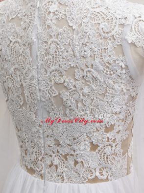 Fashion V-neck Long Sleeves Chiffon Homecoming Dress Lace and Appliques Zipper