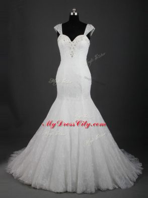 Superior Sleeveless Lace Lace Up Bridal Gown
