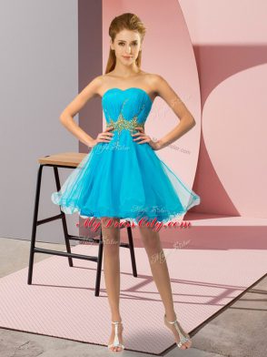 Charming Sweetheart Sleeveless Tulle Prom Dresses Beading and Ruching Lace Up