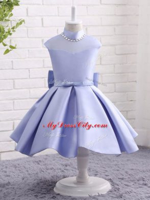 Cap Sleeves Zipper Knee Length Beading and Bowknot and Belt Flower Girl Dress