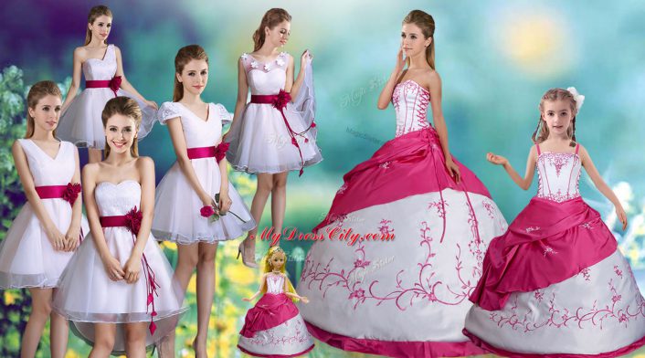 Noble Strapless Sleeveless Quinceanera Dress Floor Length Embroidery and Pick Ups White Taffeta
