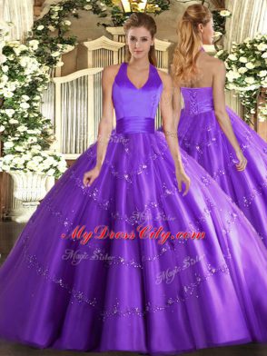 New Style Tulle Sleeveless Floor Length Quinceanera Dresses and Appliques