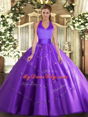 New Style Tulle Sleeveless Floor Length Quinceanera Dresses and Appliques