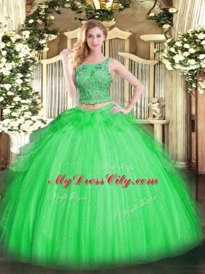Sleeveless Beading and Ruffles Lace Up Quinceanera Gowns