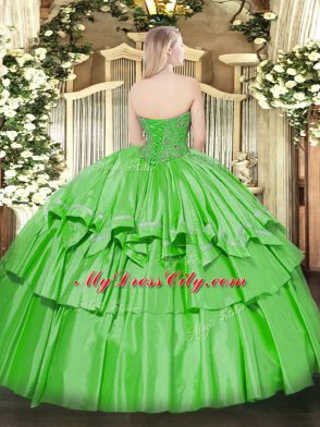 Organza and Taffeta Sweetheart Sleeveless Lace Up Beading and Ruffled Layers Sweet 16 Quinceanera Dress in