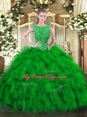 Fabulous Floor Length Ball Gowns Sleeveless Green Quince Ball Gowns Zipper
