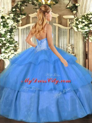 Modern Sleeveless Beading and Ruffled Layers Lace Up 15 Quinceanera Dress